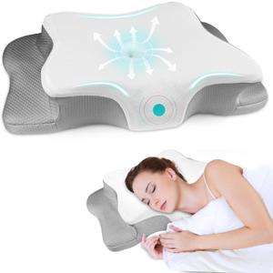 Pain Relief Cervical Pillow for Neck Support,Adjustable Ergonomic Pillow Cozy Sleeping,Odorless Orthopedic Memory Foam Pillows,Contour Bed Pillow for Side Back Stomach Sleeper (Cream White)