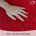 Chenille Bath Rug Runner, Ultra Soft Absorbent Bathroom Mat, Non-Slip PVC Backing, Machine Washable, 47x20, Red
