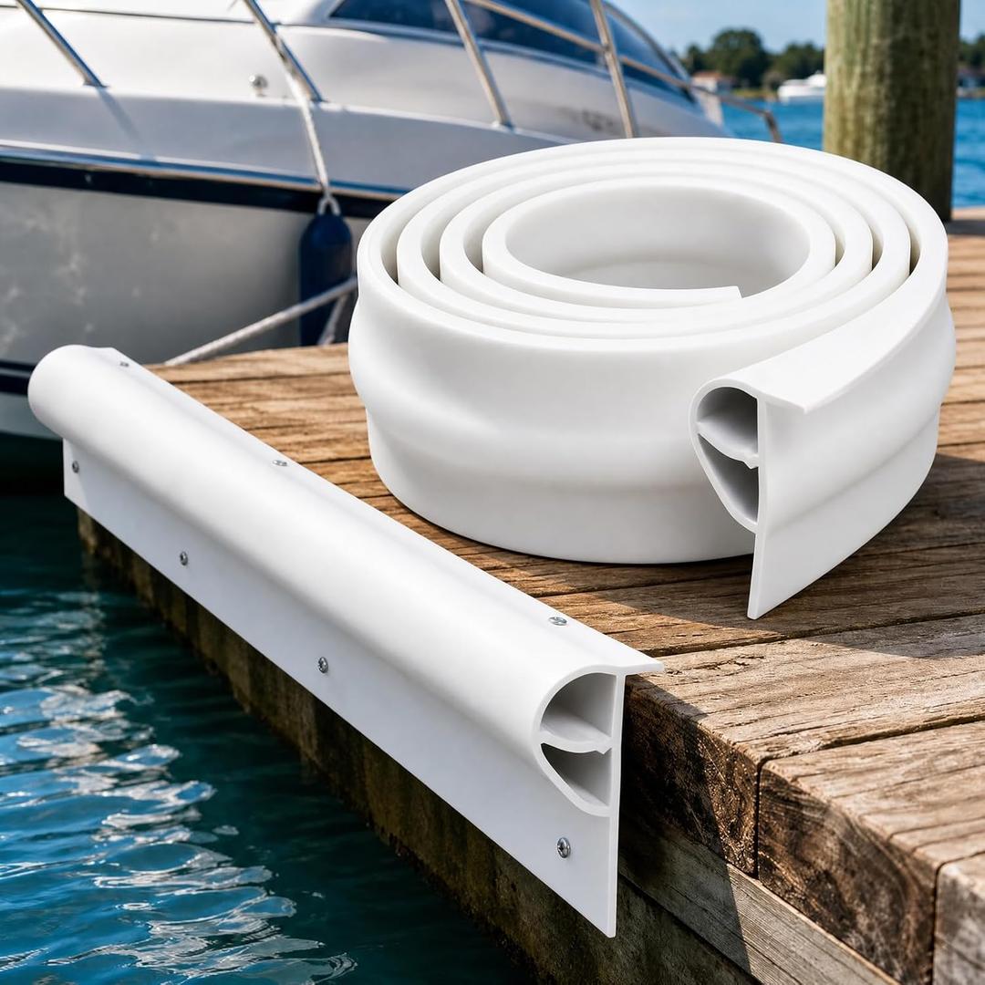 DaisyInner Dock Edging Coil 20 ft D Dock Bumper PVC Boat Bumper Guard Coil Marine Protection for Boats Freshwater & Saltwater Use