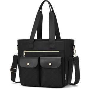 RalChyez Lunch Box for Women, Large Lunch Tote Leakproof Adult Lunch Bag Insulated Lunch Cooler Purse with Storage Pocket for Work Picnic Beach Trip Black