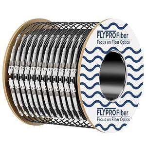 FLYPROFiber- 12 Fiber Industrial TPU OM3 LC to LC Outdoor Armored Fiber Optic Cable, OM3 Fiber 12 Strands Multimode Fiber Patch Cable 10GB/40GB, Direct Burial 50/125um, OD-5mm,100m/328ft