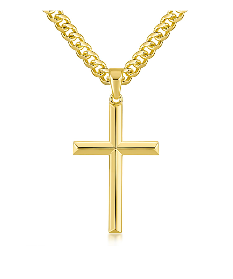 Cross Necklace for Men Gold Cross Necklace for Men 14K Gold Chain Necklaces for Women Men Robust Pendant Necklaces for Men 20in