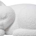 White Resin Cat Urns for Ashes, Sleeping Matte White Pet Urns for Cats, Fur-Like Texture Urn for Cat Ashes, Secure Threaded Closure, Holds Cats Up to 7kg, 6.69 x 4.96 x 3.15 Inches