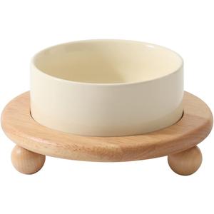 Havniva Raised Cat Water Bowl 5.1 Elevated Ceramic Cat Food and Water Bowl Whisker Friendly Pet Water Bowls for Indoor Cats, Wide Kitten Dish Relieve Whisker Fatigue Non Slip Cat Feeder