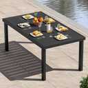 YITAHOME Aluminum Patio Dining Table for 6, 55" Outdoor Dining Table, E-Coated Rectangular Patio Table for Backyard Garden Lawn, Black