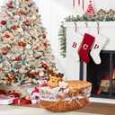 Wicker Picnic Basket with Handle, 15" Large Picnic Basket with Lid & Removable Liner, Vintage Hand Woven Basket with Cutlery Set for Picnics, Camping, Thanksgiving, and Birthday (4-person, Flower)