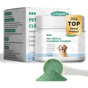 Dog Dental Powder - Fresh Breath Formula,Dog Teeth Cleaning Powder with Probiotics,Effective Plaque and Tartar Remover for Small, Medium, and Large Dogs