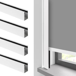 100% Blackout U-Channel Aluminum Light Blocking Strip for Window Shades Roller and Blinds Both Sides Tracks for Blackout Shades Easy to Install Great for Bedroom Nursery (White-4pcs, 58.5")
