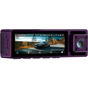4K 3 Channel Dash Cam Front and Rear, 4K+2.5K+1080P Front and Rear Inside, 3.2" Dash Camera for Cars, 4 IR Night Vision, WiFi APP Control, G-Sensor, 24H Parking Mode,(Purple)