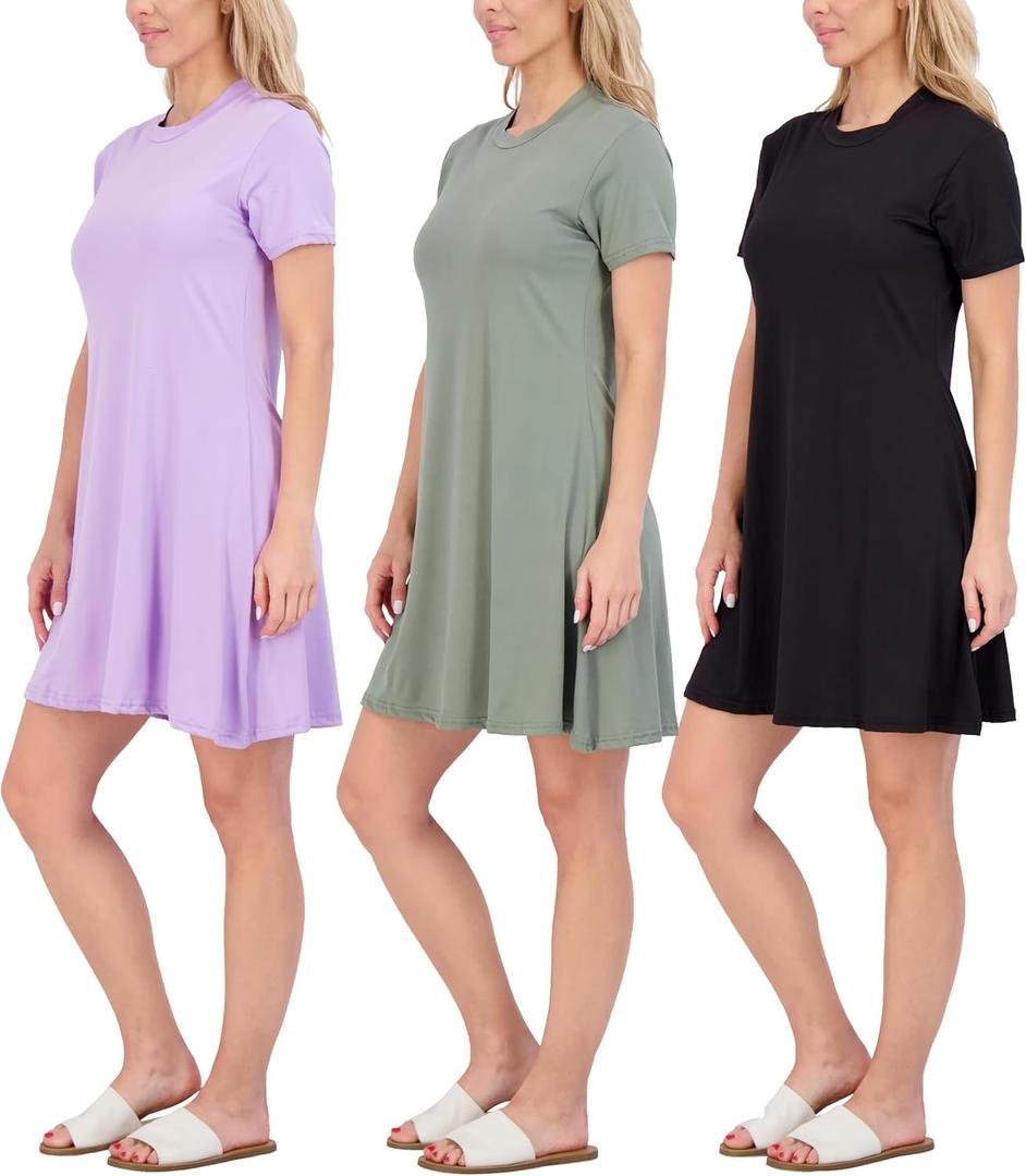 Real Essentials 3-Pack: Women's Super-Soft Short Sleeve Dress Loose Casual Plain Simple Summer T-Shirt (Large) Real Essentials 3-Pack: Women's Super-Soft Short Sleeve Dress Loose Casual Plain Simple Summer T-Shirt (Large)