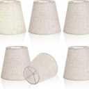 Set of 6 Small Lamp Shades Clip on Bulb, 3.5''x 5.1''x 5.5'' Chandelier Shades Fabric Linen Mini Lamps Shade Beige Soft Glow for Table Chandelier Wall Lamp Ceiling Lamps Home Decor