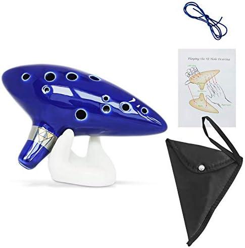 SENHAI Ocarina Instrument with Neck Strap Cord and Song Book, 12 Hole Alto C Ocarinas With Gift Box, Hand-shape Display Stand and Black Protective Bag