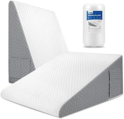 Forias Wedge Pillow for Acid Reflux Relief 12" Bed Wedge Pillow for Headboard Triangle Pillow Wedge for Sleeping Post Surgery Legs Back Pain Gerd Snoring, Soft Memory Foam Top & Washable Cover