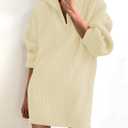 ZESICA Womens Fall Long Sleeve Sweater Dress Casual Quarter Zip Oversized V Neck Collared Knit Pullover Mini Dresses (S)