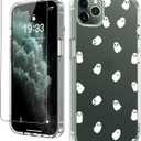 LUHOURI Designed for iPhone 11 Pro Case with Screen Protector - Crystal Acrylic Clear for Women and Girls - Slim Fit Protective Phone Cover 5.8" - Little Ghosts