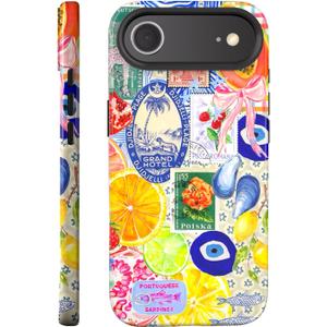Compatible with iPhone Air Case 6.5, Cute Patterns Shockproof Protective Aesthetic Phone Case with Stylish Designs for Women Girl, Fruit Lemon European Summer Collage