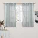 LAMIT 54 Inch Semi Sheer Window Linen Curtains, Light Filtering Panels Back Tab and Rod Pocket Neutral Drapes for Bedroom/Living Room, Greyish Blue, 2 Panels, 34 x 54 Inch