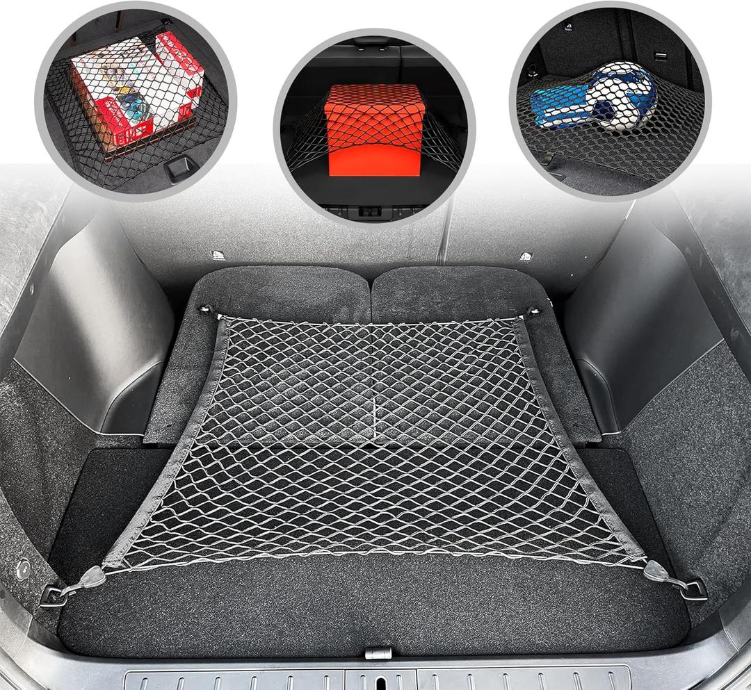 Floor Style Trunk Mesh Cargo Net for Tesla Model X 2016-2024 - Car Accessories - Premium Trunk Organizer and Storage - Cargo Net for SUV - Vehicle Carrier Organizer for Tesla Model X