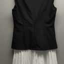 Women  Sleeveless Pleated Dress Solid Color Office Lady Slim Mini Dresses, M/L