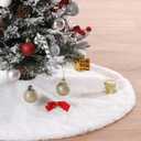 White Tree Skirts 24 Inches Plush Christmas Tree Skirt Small Faux Fur Tree Mats for Small Trees Xmas Party Holiday Decorations