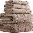Lavish Home 6 Piece Bathroom Towels Set - 525GSM 100% Cotton Bathroom Essentials - 2 Bath Sheets, 2 Hand Towels, and 2 Wash Cloths for Bath, Shower, Gym, Spa, and Dorm Room (Taupe) 54"L x 27"W