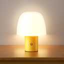 CHLORANTHUS Portable LED Table Lamp, Cordless Desk Lamp Rechargeable, 3-Color Touch Stepless Dimming Night Light for Bedroom/Children's Room/Terrace/Dining Room/Cafe (Yellow)