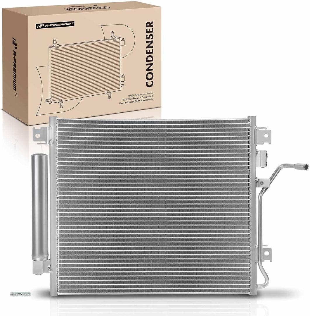 A-Premium Air Conditioning A/C Condenser Compatible with Jeep Liberty 2008-2010 3.7L & Dodge Nitro 2008-2009 3.7L 4.0L, with Transmission Oil Cooler