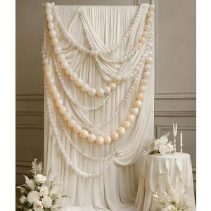 Whaline 120 Pcs White Beige Quick Link Balloons, Linking Balloons for Making Balloon Wall Arch Chains, Pearl Balloon for Wedding Birthday Bridal Baby Shower Graduation Party Decorations (6+10 inch)