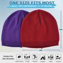 Headshion Thin Skull Cap Beanie for Men Women, 2 Pack Knit Cuffless Beanie Plain Toboggan Hat (One Size, Wine Red & Purple)