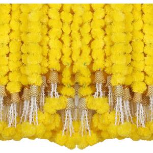 Marubhumi Strands Artificial Marigold Flowers Garland for Diwali Decor, Garland for Decoration, Diwali Decorations for Home, Christmas Decor Wedding Decor, Yellow - 5 PCS