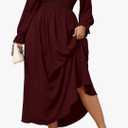 Women's Plus Size Maxi Dress Long Sleeve Square Neck Smocked Flowy A-Line Boho Wedding Party Maxi Dress 3XL