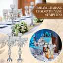 Nitial 8 Pcs 5 Arm Crystal Candelabra Centerpieces for Table 27 Inch Retro Victorian Crystal Candle Holders Bowl Table Centerpieces Decor for Wedding Banquet Valentine Dinner Party Event (Silver)