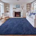 8x10 Area Rugs for Living Room: Fluffy Shag Soft Washable Rug Large Fuzzy Plush Indoor Carpet for Bedroom Nursery Playroom Kids Girls Boys Room (Navy Blue, 8'x10')
