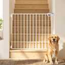 26.7"-42" Extra Wide Dog Gate for Stairs, 30" Tall Pet Gate for Doorways, White