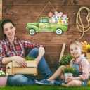 GlikCeil 2 Pcs Hello Spring Door Sign Welcome Wooden Spring Hanging Decorations Truck Bouquet Wall Plaques for Front Door Indoor Outdoor Farmhouse Rustic Home Decorations