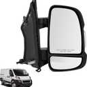 14-26 Right Passenger Side Mirror Compatible with Ram Promaster 1500 2500 3500 2014-2026 Cargo Van,W/Heated/Power Folding/Turn Signal/Temp Sensor/Power Glass/Black,5VE99JXWA(8+2Pins)