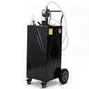 Garvee 30 Gallon Fuel Caddy with Manual Transfer Pump, Portable Gas Storage Tank on 4 Wheels, Gasoline & Diesel Fuel Storage Tank for Cars, Lawn Mowers, ATVs, Boats, More, Black