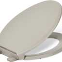 KOHLER 4733-RL-G9 Glenbury ReadyLatch Quiet Close Elongated Toilet Seat, Soft Close Toilet Seats, Sandbar