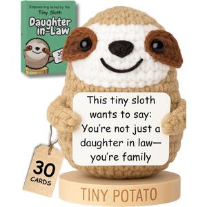 Got you a little something Daughter in Law Gifts - Handmade Crochet Positive Sloth with 30 Cute Signs - Funny Present Ideas from Bonus Father or Mother Inlaw - Daughter-in-Law Birthday Present