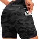 Women's 4D Padded Bike Shorts 5"/7" Riding Underwear Cycling Bicycle Road Biking Cycle Shorts for Women Zipper Pockets (Medium, Camo Black)