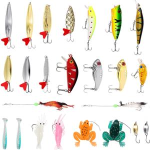Fishing Lures Kit, 24Pcs Assorted Fishing Baits with Crankbaits, Spoon Lures, Hooks, Weights & Accessories, Fish Tackle Gift Set for Men, Bass Freshwater