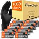 5 Mil Black Nitrile Gloves for Food Prep - Textured Food Prep Gloves - Food Handling Gloves Disposable Latex Free