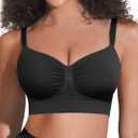 FeelinGirl Bras Seamless Bralettes for Women: Wireless Comfortable Full Coverage Supportive Everyday Bra, Black, L