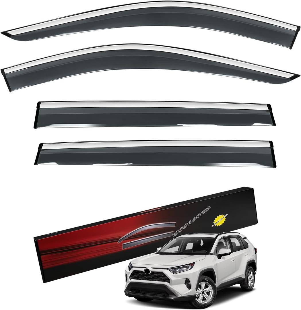 Sze Rain Guards Compatible with RAV4 2019-2023 2024 Side Window Deflectors Rain Guards RAV4 Rain Out-Channel Guard Deflector Vent Visor-4pcs