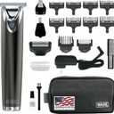 WAHL USA Stainless Steel Lithium Ion 2.0+ Slate Beard Trimmer for Men - Electric Shaver, Nose Ear Trimmer, Rechargeable All in One Men's Grooming Kit - Model 9864