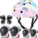Kids Bike Helmet and Pad Set for Girls Boys Ages 2-3-5-8-14, Adjustable Toddler Youth Helmet with Knee & Elbow Pads for Bicycle, Skating, Scooter - Multiple Bright Color Options