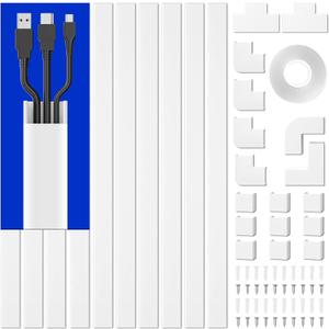 Delamu Cord Hider, 157in Wire Covers for Cords on Wall, Premium Cable Hider Cord Covers for Wires, Cable Management Wire Hiders for TV, Cable Raceway Kit, 10X L15.7X W0.95x H0.55in, White (157in L x 0.95in W x 0.55in H)