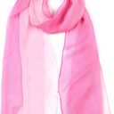 uxcell Long Chiffon Lightweight Sheer Wedding Scarf Silky Gradient Color Party Shawl Spring Summer Beach Wrap for Women (63"x19.6", Pink)