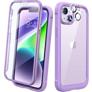 Diaclara Designed for iPhone 14 Plus Case, Full Body Rugged Case with Built-in Touch Sensitive Anti-Scratch Screen Protector, with Camera Lens Protector for iPhone 14 Plus 6.7" (Peri Purple)