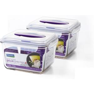 GLASSLOCK 125 Oz Glass Food Storage set of 2 Large Capacity, Airtight & Leak-Proof, BPA Free Lid with Carry Handle, Microwave, Dishwasher, Fridge & Freezer Safe, Marinating, Sauce, Fruit Storage